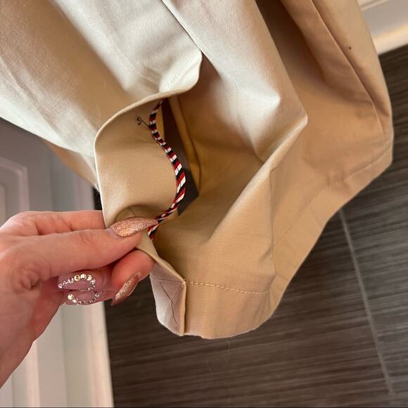 Tommy Hilfiger Women's khaki trench coat with Blue Red White Stripes Size M - Picture 7 of 8